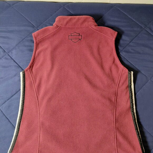 Harley-Davidson Red Zip Fleece Vest Zip Up Embroidered Logo - Size M - Picture 2 of 3